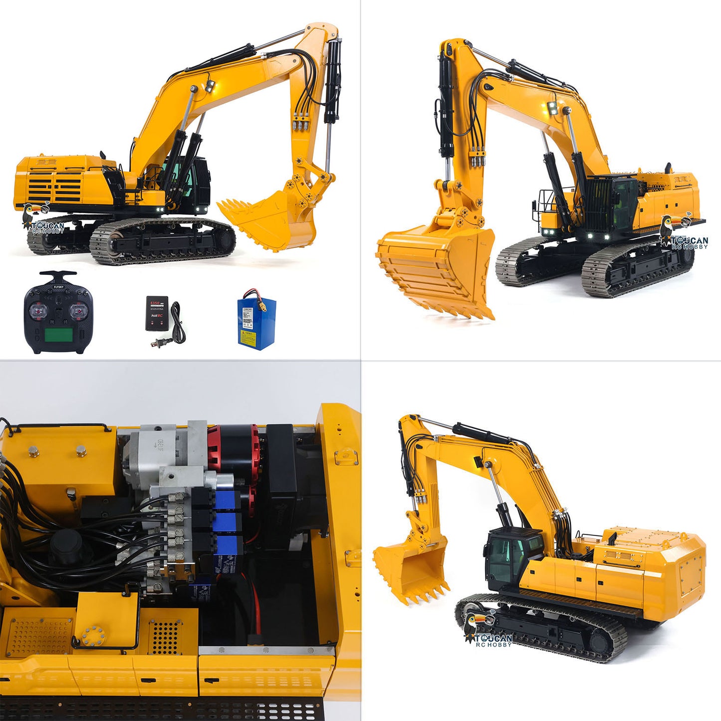 55KG Metal 1/12 RC Hydraulic Excavator 395F Remote Control Digger Dual Pump RTR Heavy Machine Flysky ST8 Radio Battery 6CH Valve