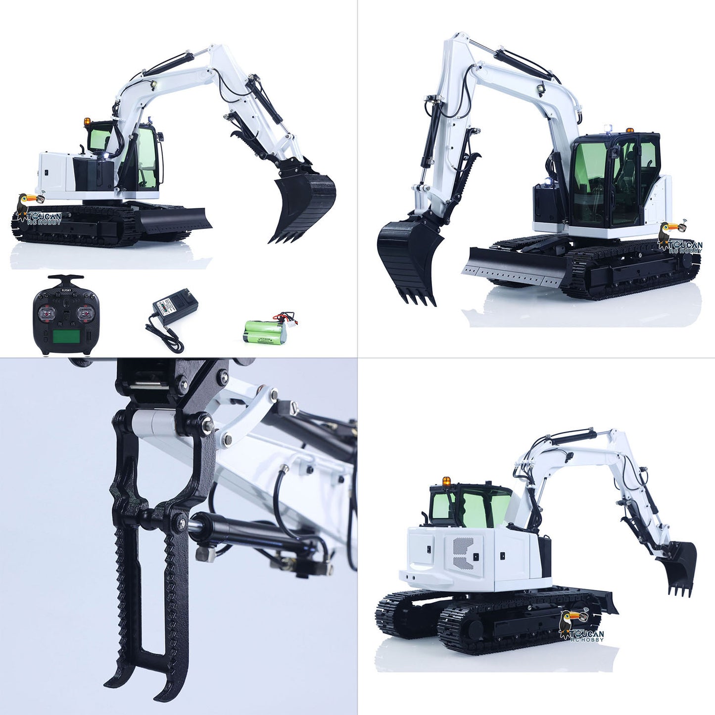 Metal 1/14 C308 Radio Control Hydraulic Excavator 4-way Valve RC Digger Engineering Vehicle Flysky ST8 Radio Lights Battery Assembled