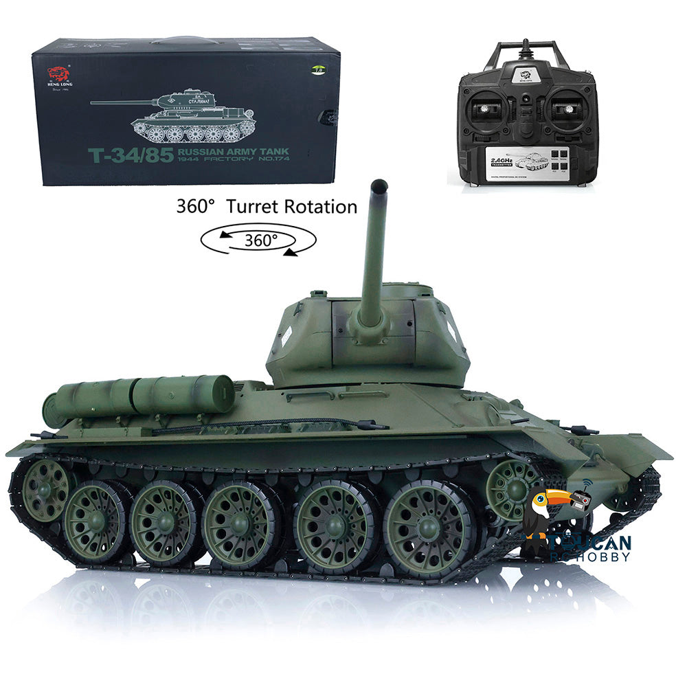 Free Shipping CN Stock Second-hand 2.4G Henglong 1/16 Scale 7.1 Plastic Soviet T34-85 RTR RC Tank 3909 360 Degrees Turret