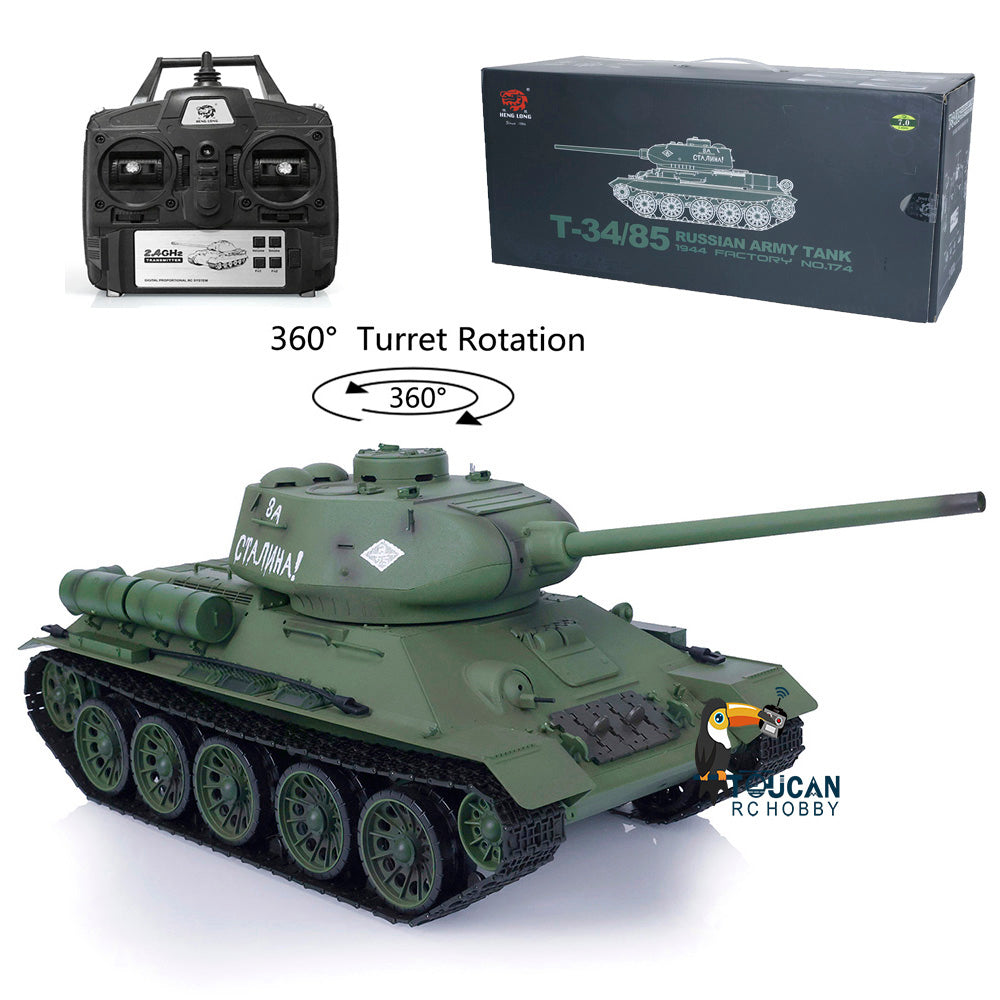 TOUCAN RC HOBBY Henglong 1/16 2.4G TK7.0 Plastic 3909 Soviet Union T34/85 RTR RC Tank BB Infrared Combat 360 Degrees Turret Smoke Metal Barrel