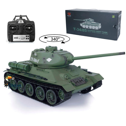 Heng Long 1/16 Military Battle RC Tank Soviet T34-85 7.0 Metal Gearbox 3909 Radio Controller BB Pellets Infrared Combating Transmitter & Receiver Hobby Model