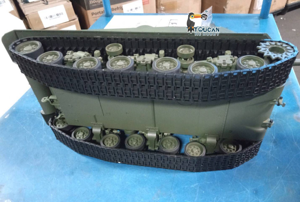 Free Shipping Second Hand US Stock RTR 1/16 RC Tank Sherman M4A3E8 IR BB Barrel Elevation Smoking Metal Chassis Tracks Road Wheels Machine Gun 360 Degree Rotation