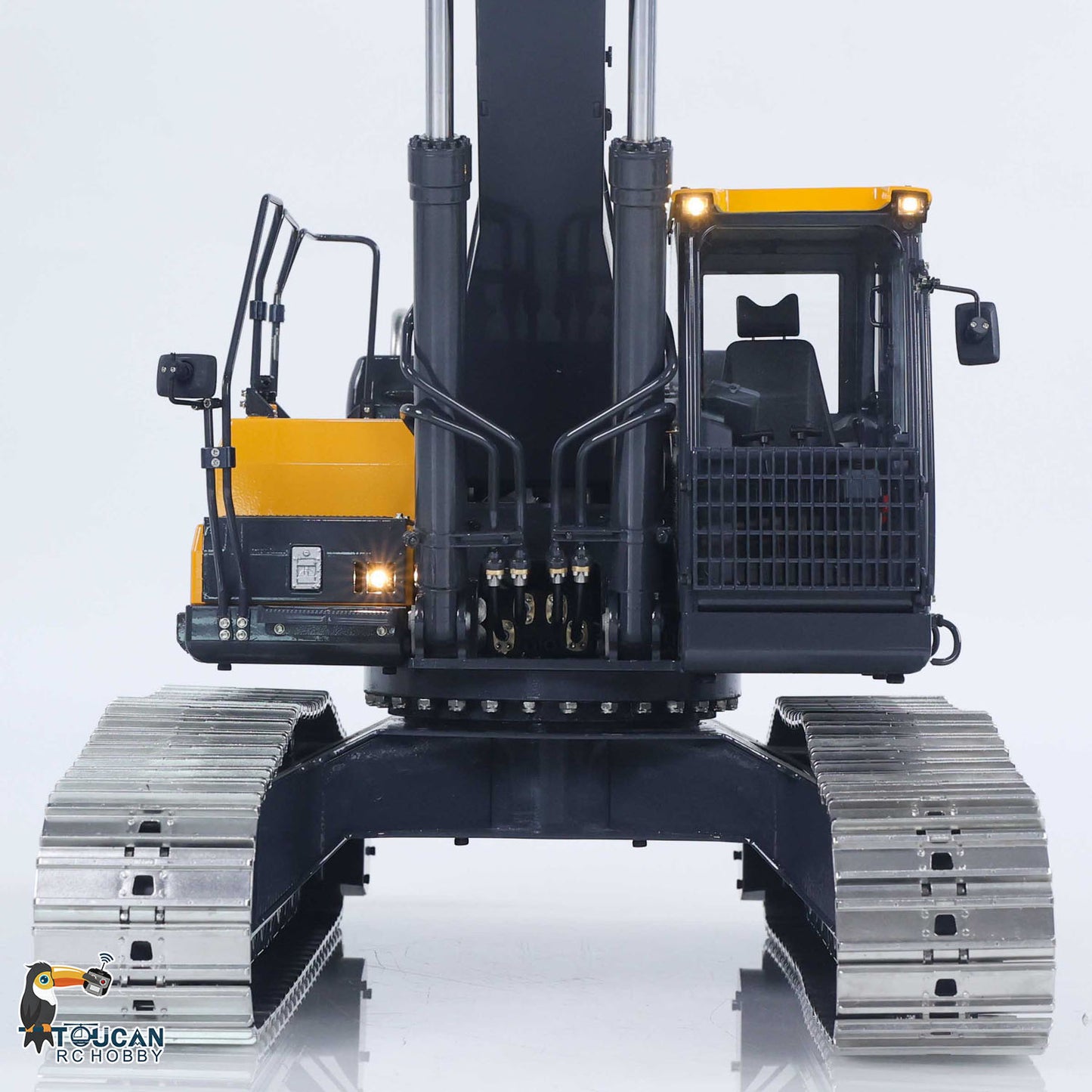 Simulated real construction FROG-1 metal hydraulic excavator hammer variant pre painted ready to run rc tracked digger dual section boom hydraulic assembly with 3 oil pumps and control valve

