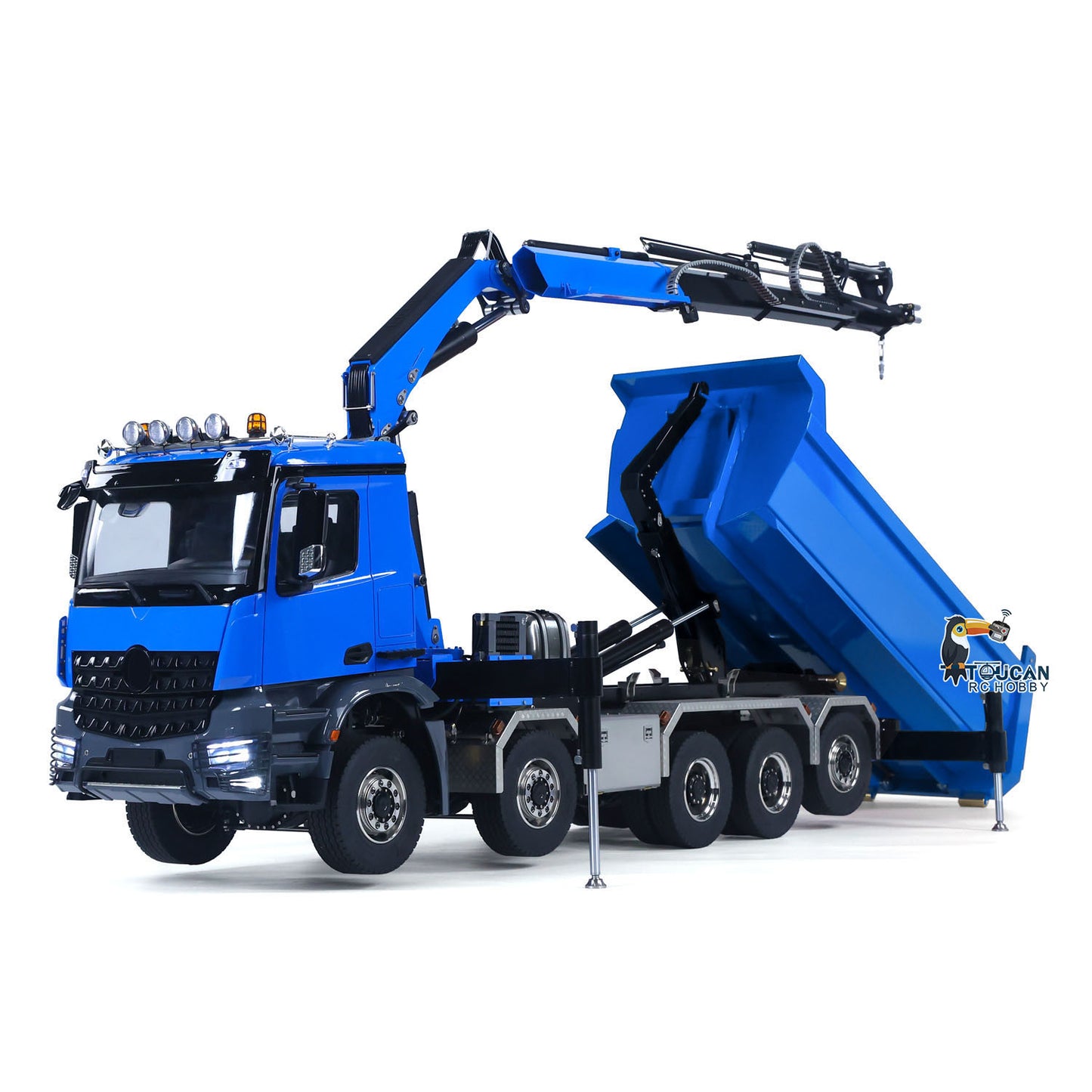 Painted RTR 10x10 crane dumper truck, finished factory model

