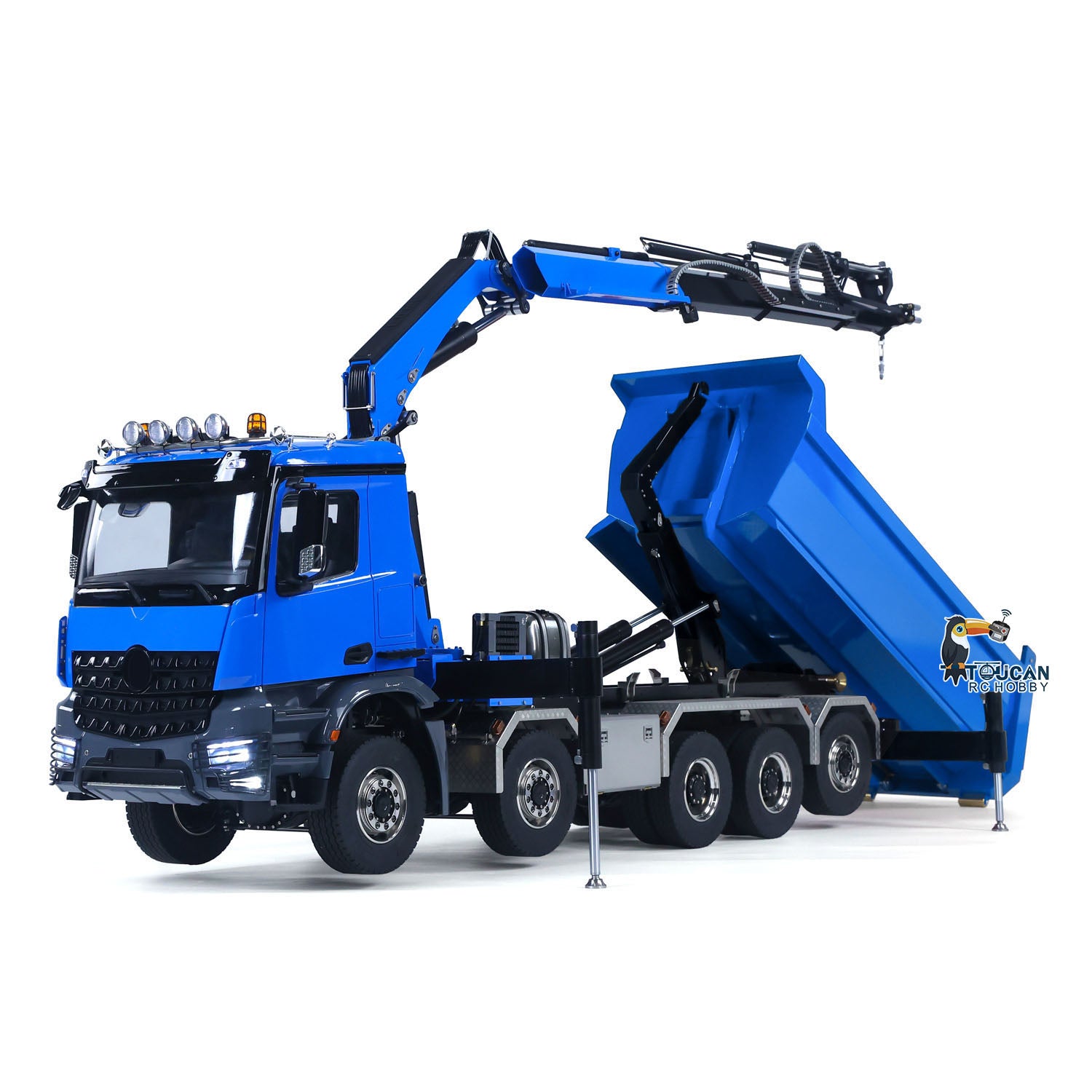 Painted RTR 10x10 crane dumper truck, finished factory model
