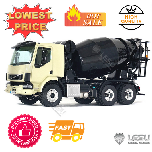 On Sales In Stock LESU 1/14 6x6 Metal RC Concrete Car Mixer Truck Lights Assembled Chassis With Lights Sound System Servo