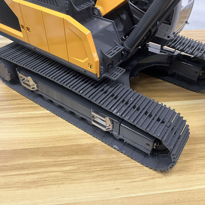XDRC 1/14 Full Metal RC Excavator 945 Remote Control Tracked Hydraulic Construction Vehicles Trucks 5CH Reversing Valves PL18EV Radio Light Sound Quick Coupler Steel