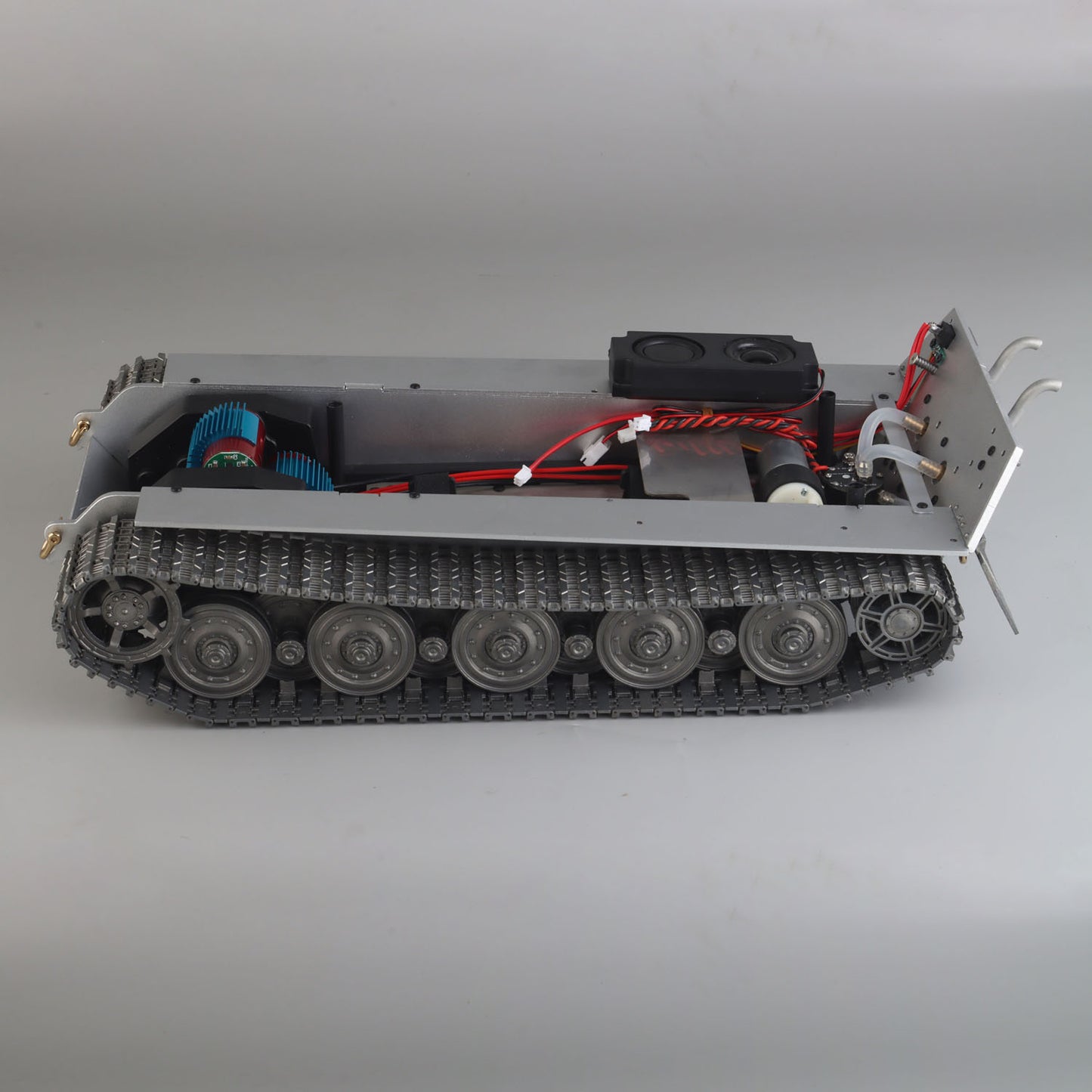 Full Metal RC Tank Chassis for Heng Long 1/16 German King Tiger Henschel Steel Gearbox 390 Brushed Motor Smoke Unit Speaker