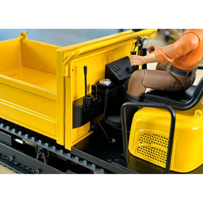 Metal 1/14 Remote Control Hydraulic Tracked Dumper Truck RC Tipper Model Construction Machine Light Battery Flysky Radio