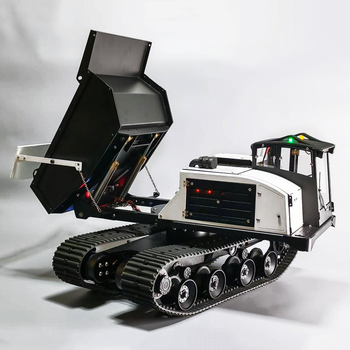 Metal 1/14 Hydraulic RC Dump Truck T14R Panther Crawler Tracked Tipper Construction Machine Light Sound System Flysky ST8 Radio