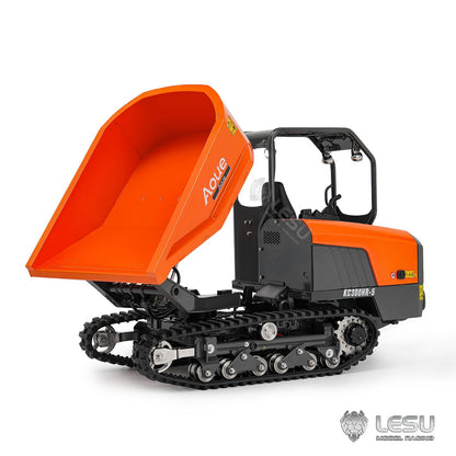New Metal LESU 1/14 Hydraulic Remote Control Tracked Dump Truck KC300HR-5 RC Dumper Model 180 Degree Rotation Openable Door Lights