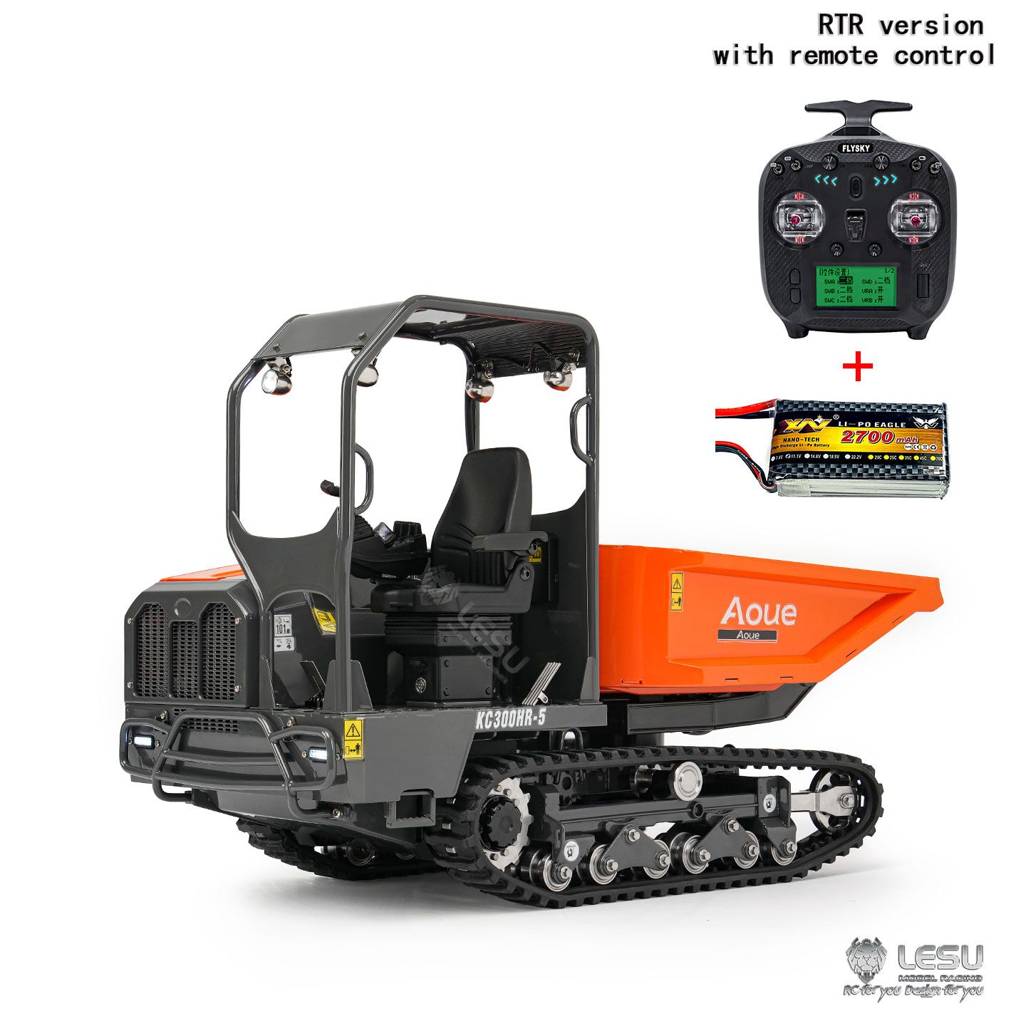 New Metal LESU 1/14 Hydraulic Remote Control Tracked Dump Truck KC300HR-5 RC Dumper Model 180 Degree Rotation Openable Door Lights