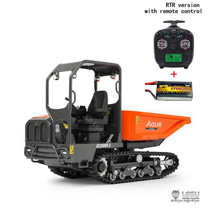 New Metal LESU 1/14 Hydraulic Remote Control Tracked Dump Truck KC300HR-5 RC Dumper Model 180 Degree Rotation Openable Door Lights