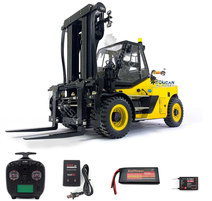 TOUCAN RC HOBBY LESU AOUE LD160S 1/14 Metal Hydraulic RC Forklift FlySky ST8 Remote Controller Towing Hook 6 Ways Reversing Valve Sound Light System Rear Steering Axle
