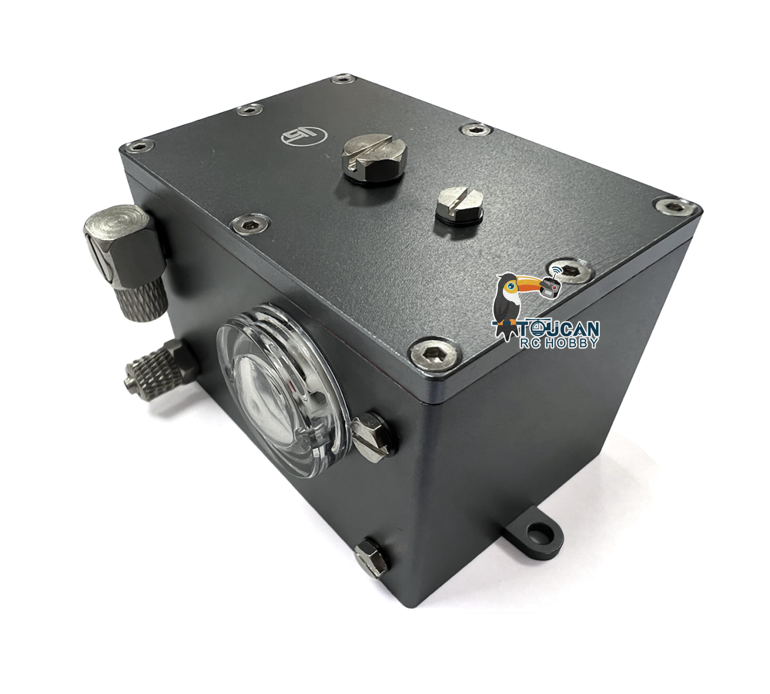 CUT Model Metal Oil Filter Oil Tank M3 M5 Nozzle Hydraulic Pump with Brushless Motor Radiator Cooling Fan for 1/12 1/14 1/16 RC Excavator Loader Dozer Truck Construction Vehicles