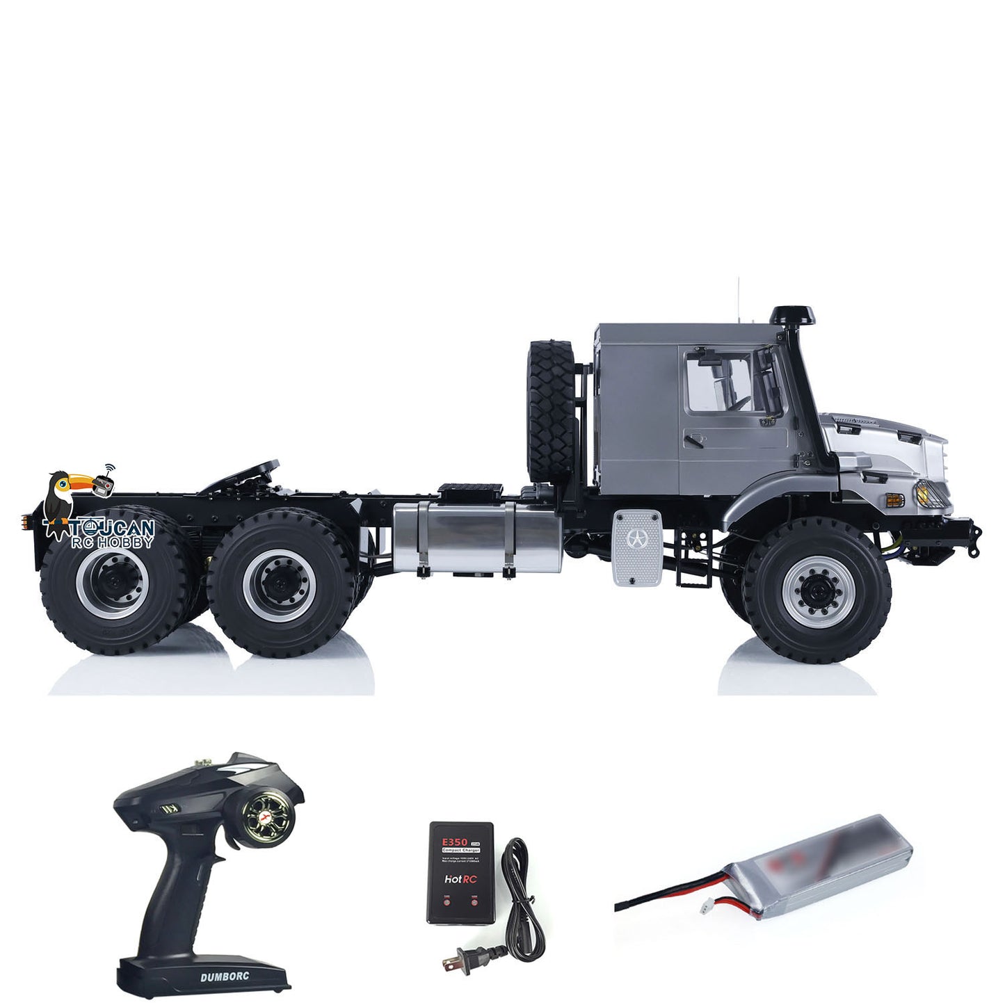 Fully assembled metal rc tractor silver gray ARTR complete electric accessory set
