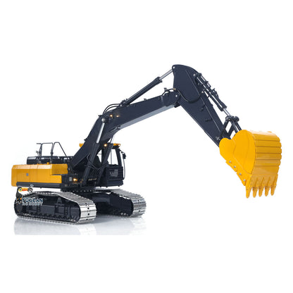 Prebuilt painted FROG-1 metal track hydraulic excavator model hammer version double section arm rc construction machinery fitted with standard shovel bucket FrSky X14 radio control unit
