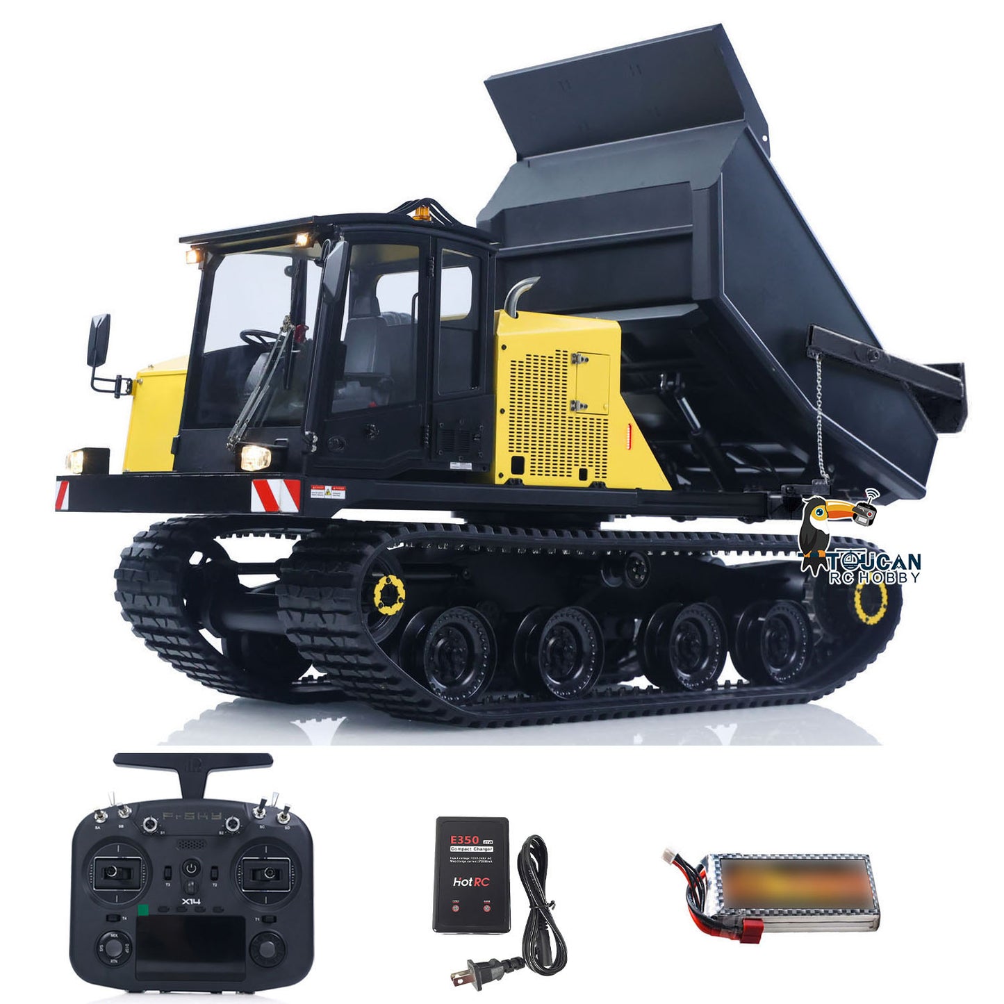 RC FROG 1/14 Metal Hydraulic Tracked Dump Truck T14R Black Panther

