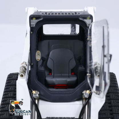 Red black RC construction skid loader SM770 TOUCAN fitted with I6S remote controller
