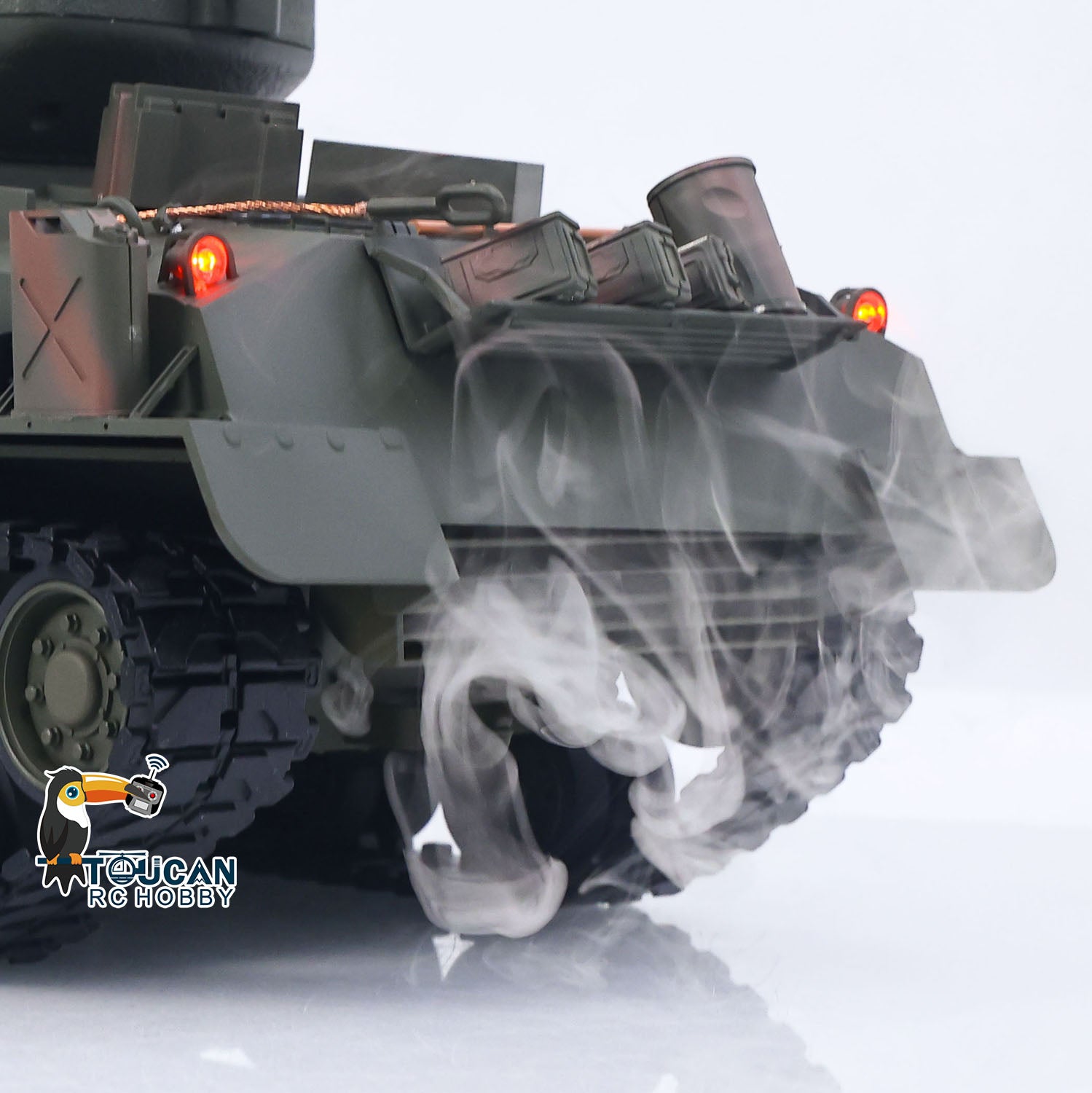 M4A3 military green tank body smoke device 360 turret rotation bb shooting feature
