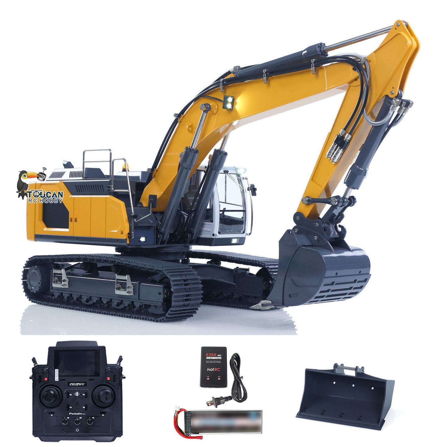 Upgraded five way valve rc engineering digger built in simulation lamp sound system
