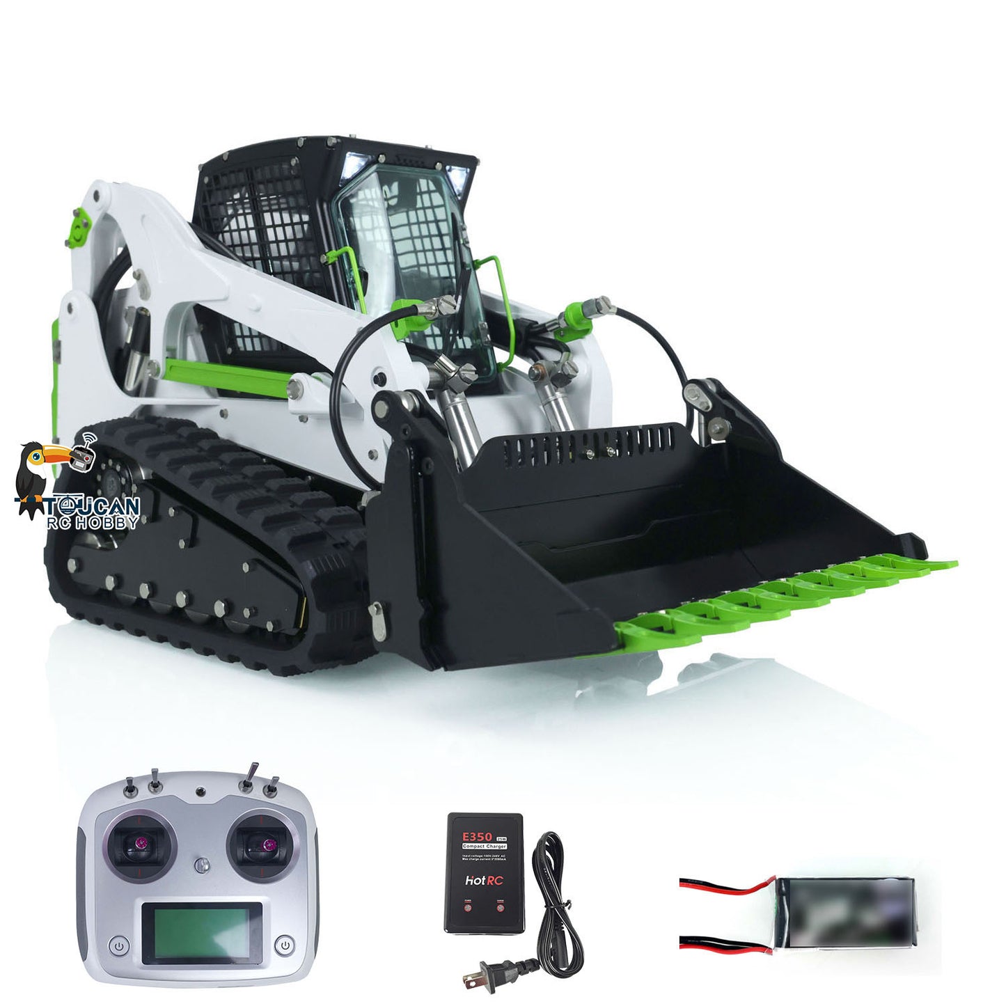 RC tracked skid steer loader with simulated vehicle light group
