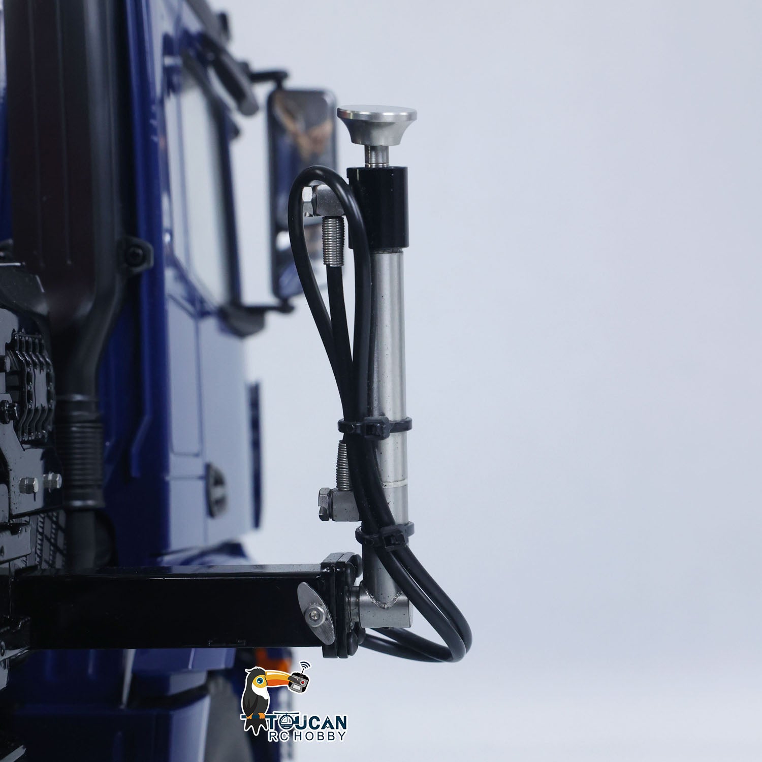 RC heavy truck paired with PL18EV radio and rechargeable battery pack
