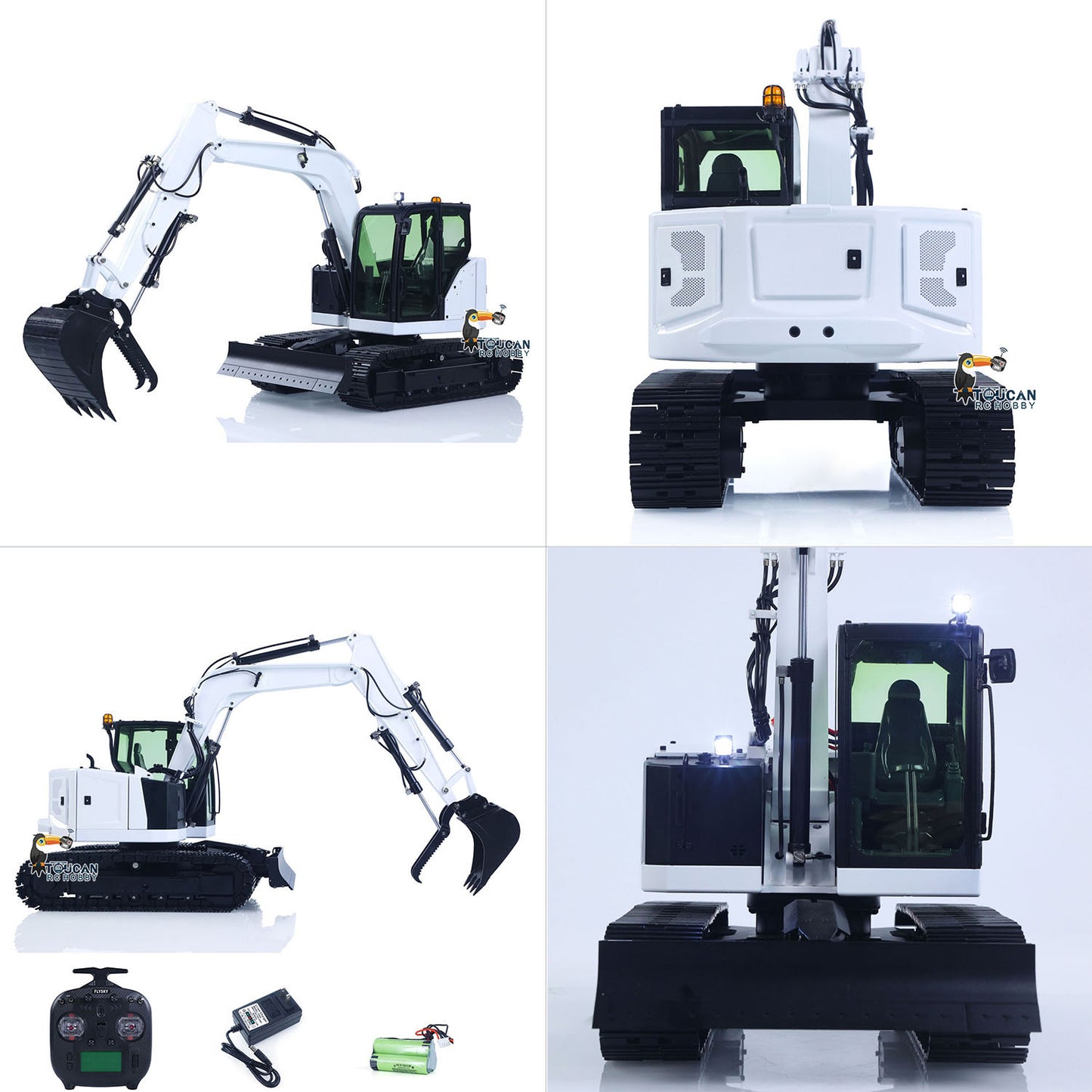 Metal 1/14 C308 Radio Control Hydraulic Excavator 4-way Valve RC Digger Engineering Vehicle Flysky ST8 Radio Lights Battery Assembled