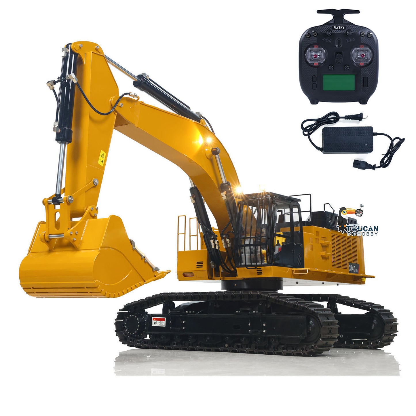 C374 Huge 1/8 RC Hydraulic Excavator 374 Metal Heavy Duty Digger RTR Radio Controlled Construction Vehicles Models Flysky Radio