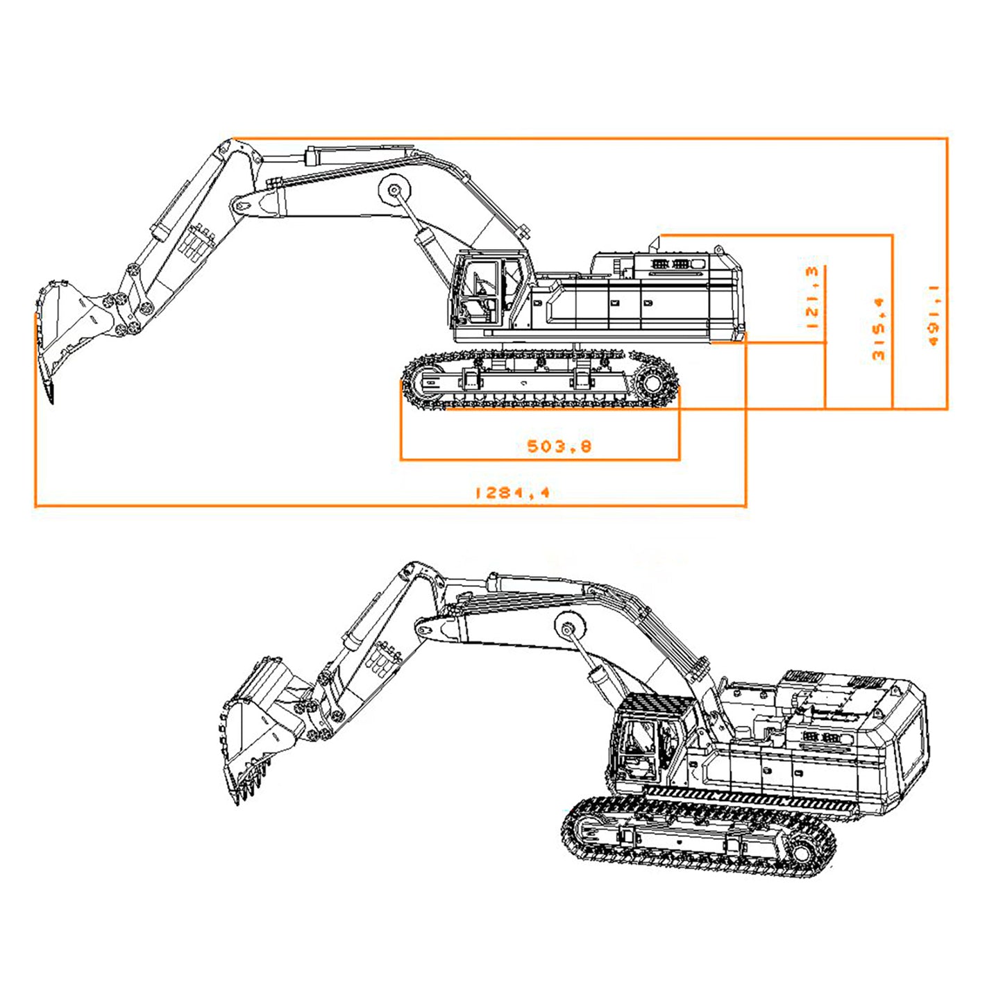 55KG Metal 1/12 RC Hydraulic Excavator 395F Remote Control Digger Dual Pump RTR Heavy Machine Flysky ST8 Radio Battery 6CH Valve