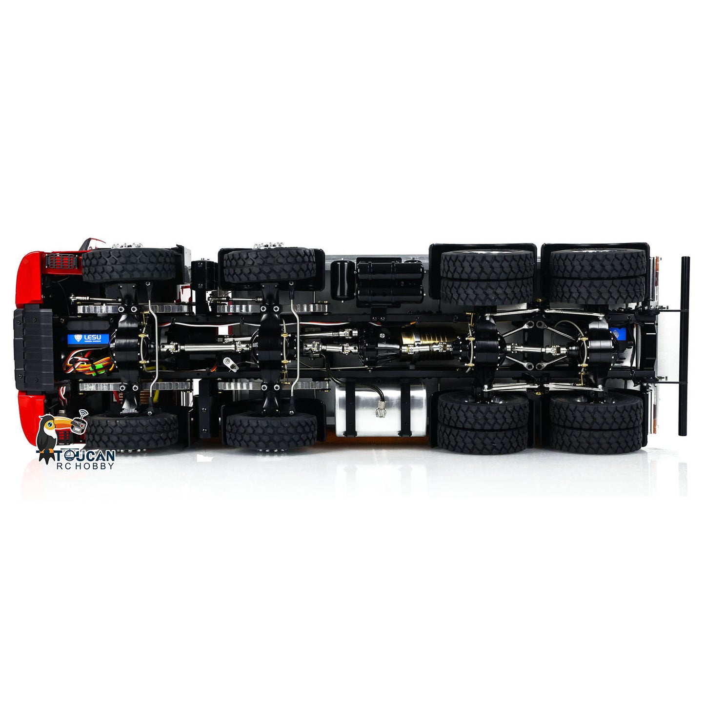 Ready to run LESU 8x8 dump truck red metal cab silver tipper bed light sound I6s remote battery charger
