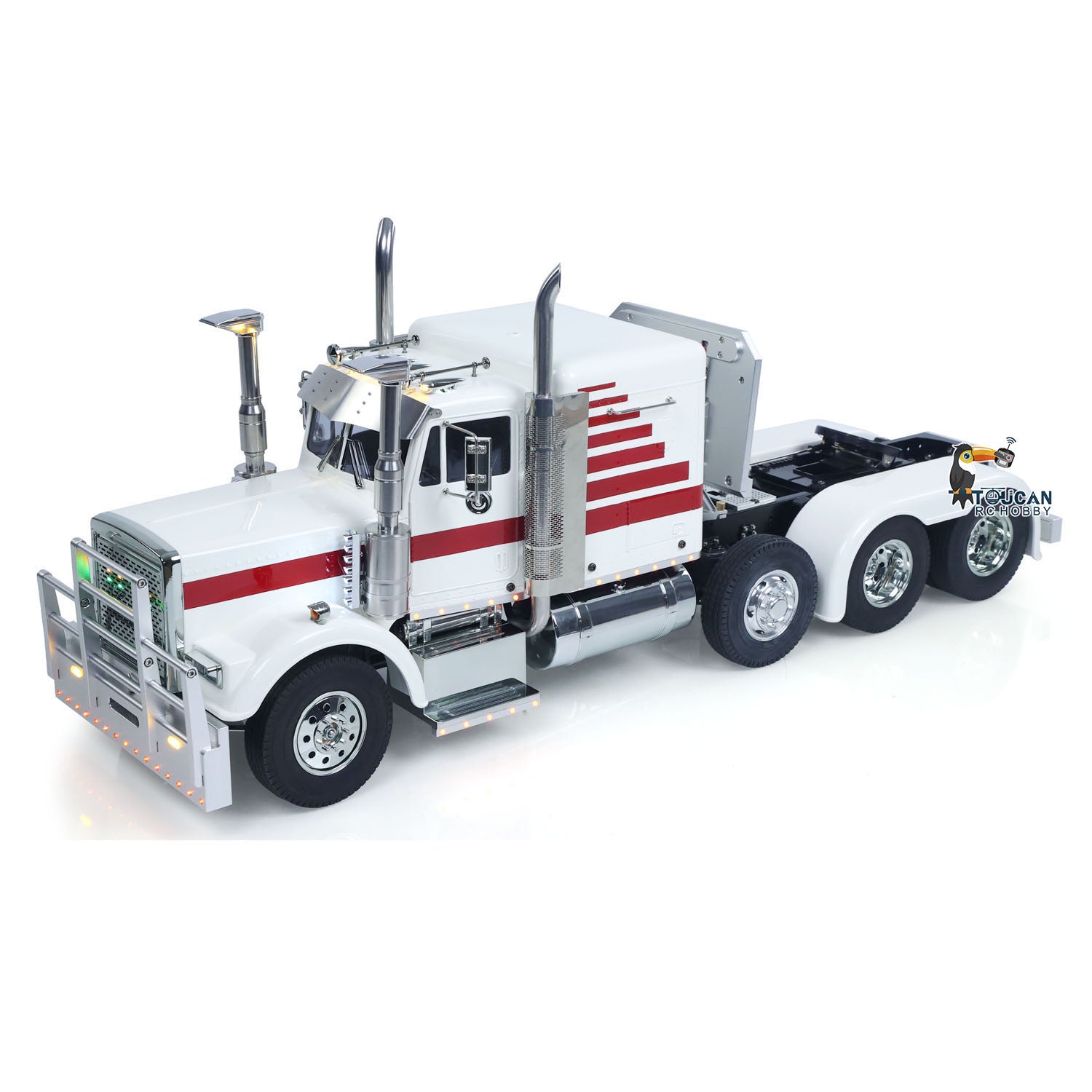 Ready to run plastic body tractor with full suspension chassis assembly
