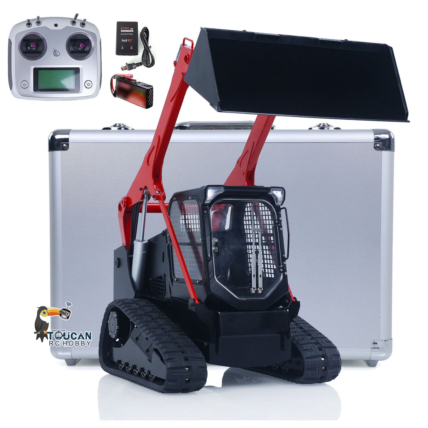 SM770 TOUCAN tracked RC loader red black factory built with motor ESC servo and I6S remote
