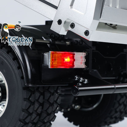 Red coated metal cab 8x8 LESU tipper truck hydraulic silver dump bed I6s remote light sound kit
