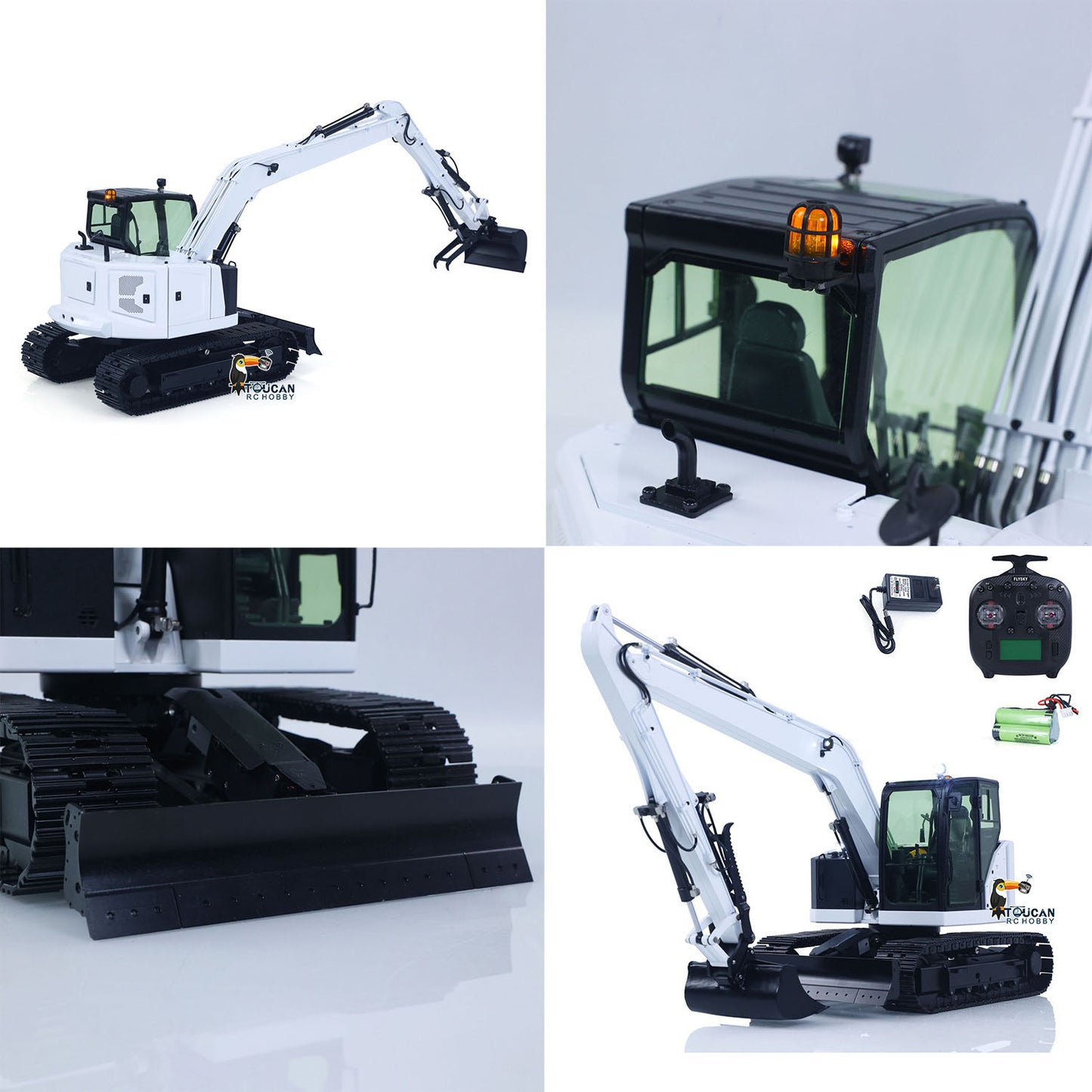 1/14 C308 RC Hydraulic Excavator 4 Valve Remote Control Construction Vehicle Extended Arm Brushless Motor No Sounds Charger
