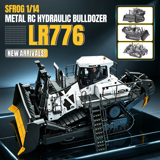 TOUCAN RC HOBBY SFrog LR776 1/14 Metal RC Hydraulic Bulldozer 7CH Valve Automatic Grease System Electric Wipers LCD Screen Light Sound Rear Ripper