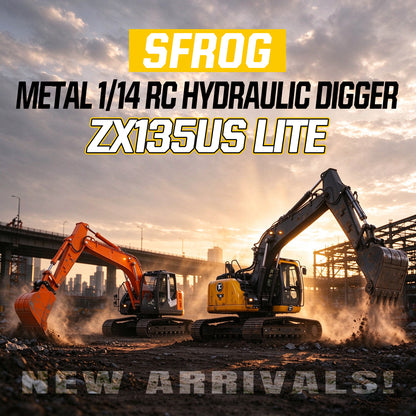 In Stock SFrog 1/14 Hydraulic RC Excavator ZX135US LITE - Metal PNP RTR