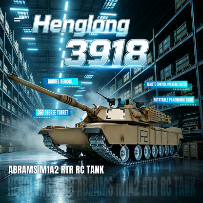 Henglong Abrams RC Tank 1/16 7.1 3918 Remote Control Tracked Car Openable Hatch