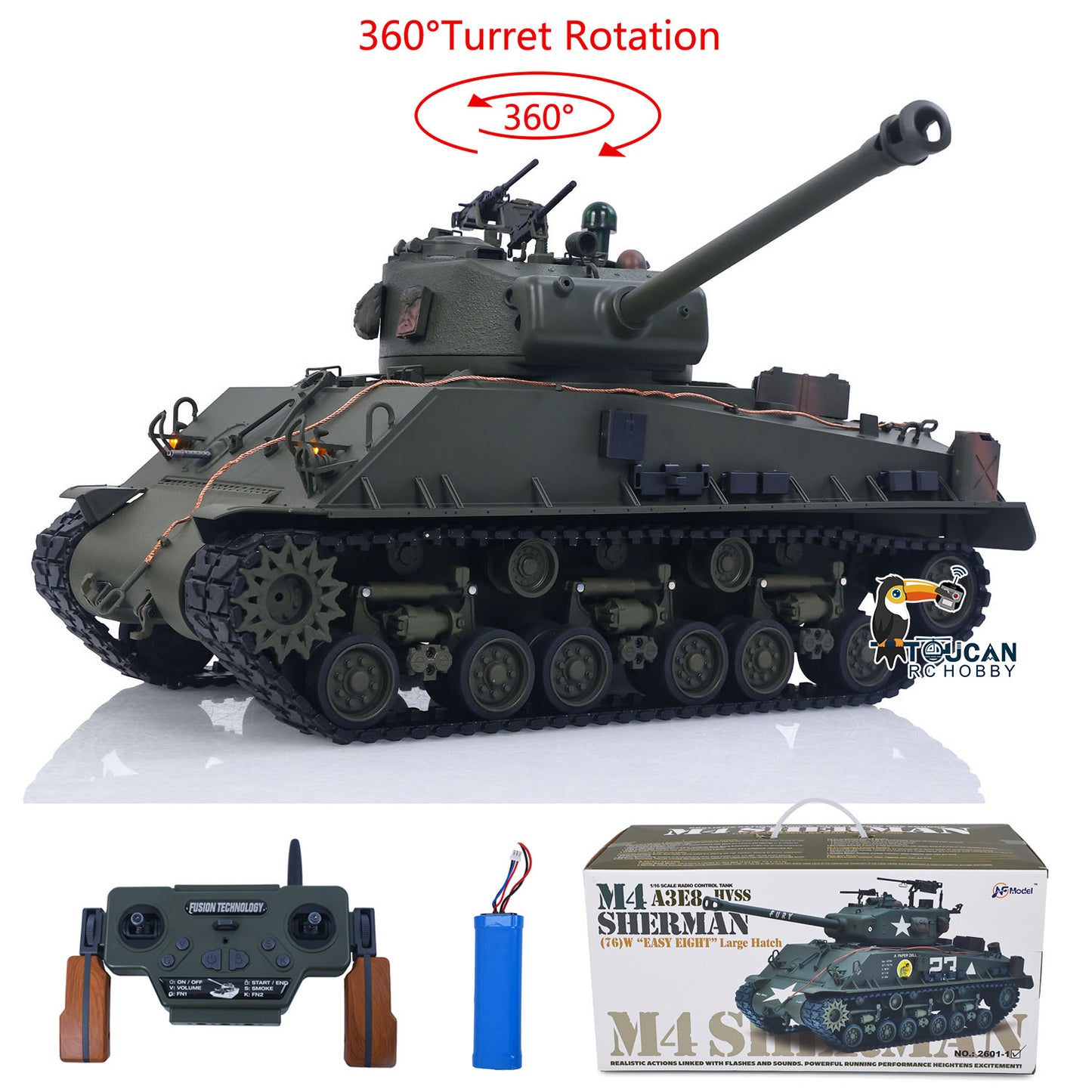 M4A3 rc tank with infrared signal bb shooting function independent cannon lifting design
