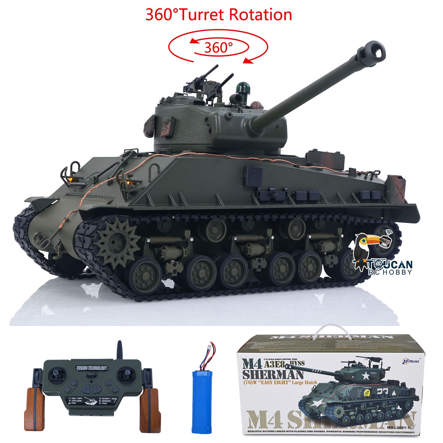 M4A3 rc tank with infrared signal bb shooting function independent cannon lifting design
