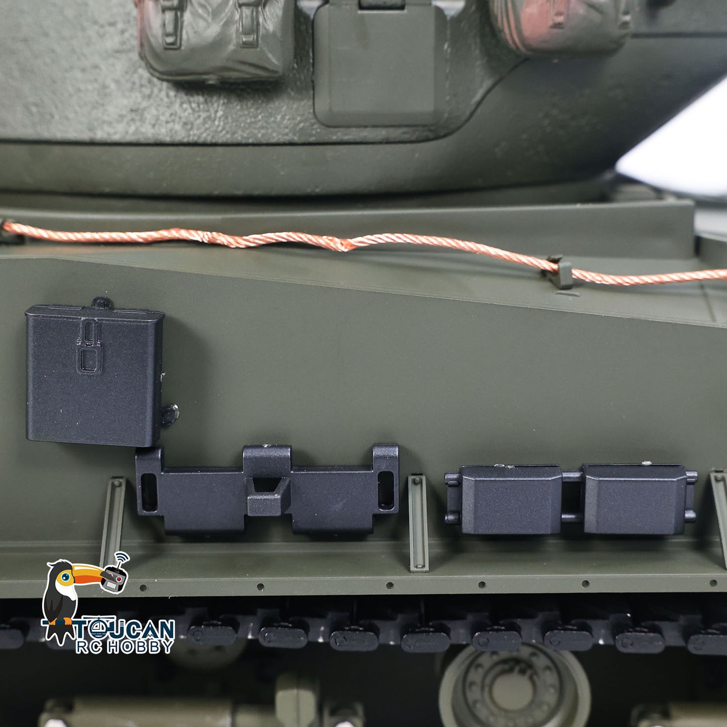 Rc M4A3 semi metal tank body smoke generator 360 rotating turret infrared battle
