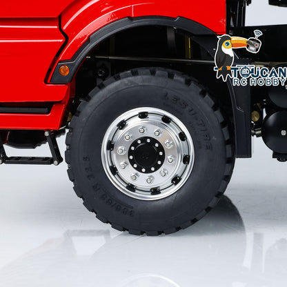 Silver factory tipper bed LESU 8x8 hydraulic truck red metal cab light sound system I6s transmitter driver
