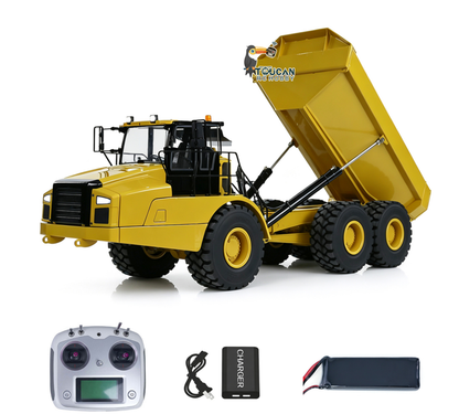TOUCAN RC HOBBY JZModel 1/14 Ready To Run DIM 745D Metal Hydraulic RC Articulated Truck 745D 6*6 Light Sound Interior Trim of Cab Remote Control Battery