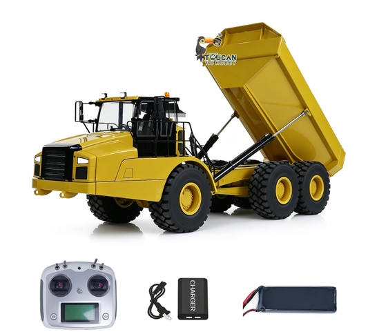 TOUCAN RC HOBBY JZModel 1/14 Ready To Run DIM 745D Metal Hydraulic RC Articulated Truck 745D 6*6 Light Sound Interior Trim of Cab Remote Control Battery