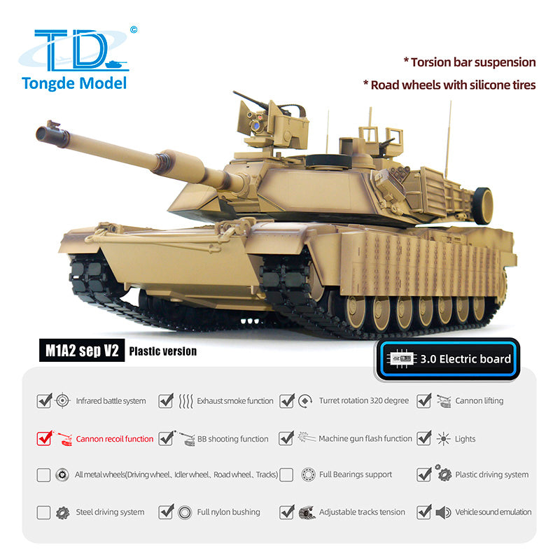 Char Militaire Télécommandé Tongde 1/16 – Leopard 2A7, échelle 1/16, Infrarouge, Neuf