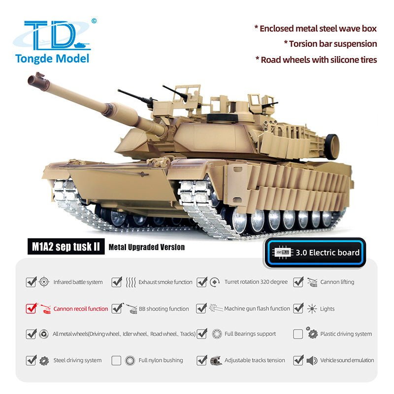 Tongde 1/16 Abrams M1A2 RC Infrared Battle Tank SEP TUSK II