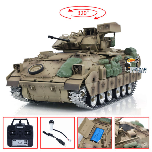US Stock TD 1/16 Military RC Tank M2A2 Bradley Metal Tracks Gearbox Barrel Recoil System Radio Control Combat Vehicles