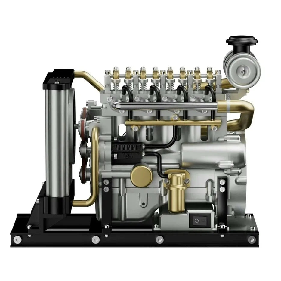 TECHING Mini Diesel Four-cylinder Mechanical Engine Metal Assembled Engine Model Decorative Display KIT Unassembled