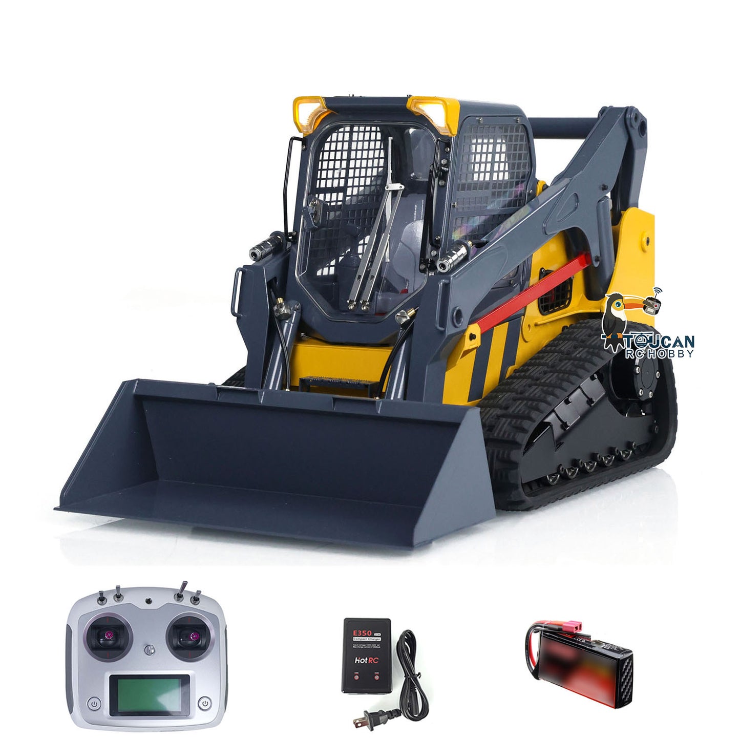 Red black remote control skid steer loader SM770 TOUCAN full electronic accessories included
