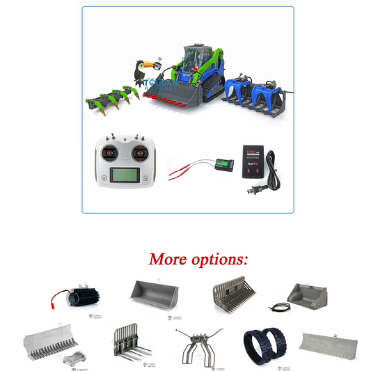 Customized LESU 1/14 Aoue LT5 Hydraulic Tracked Skid-Steer RC Loader Gripper Scarifier Assembled Painted Rotate Lamp Charger Batterey I6s